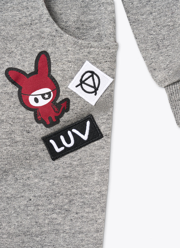 灰色ZOMBI印花连体裤