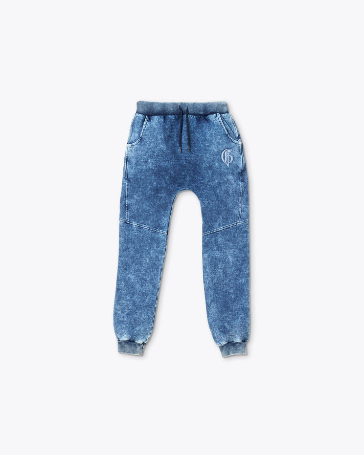 BLUE DENIM JOGGERS WITH BACK POCKET