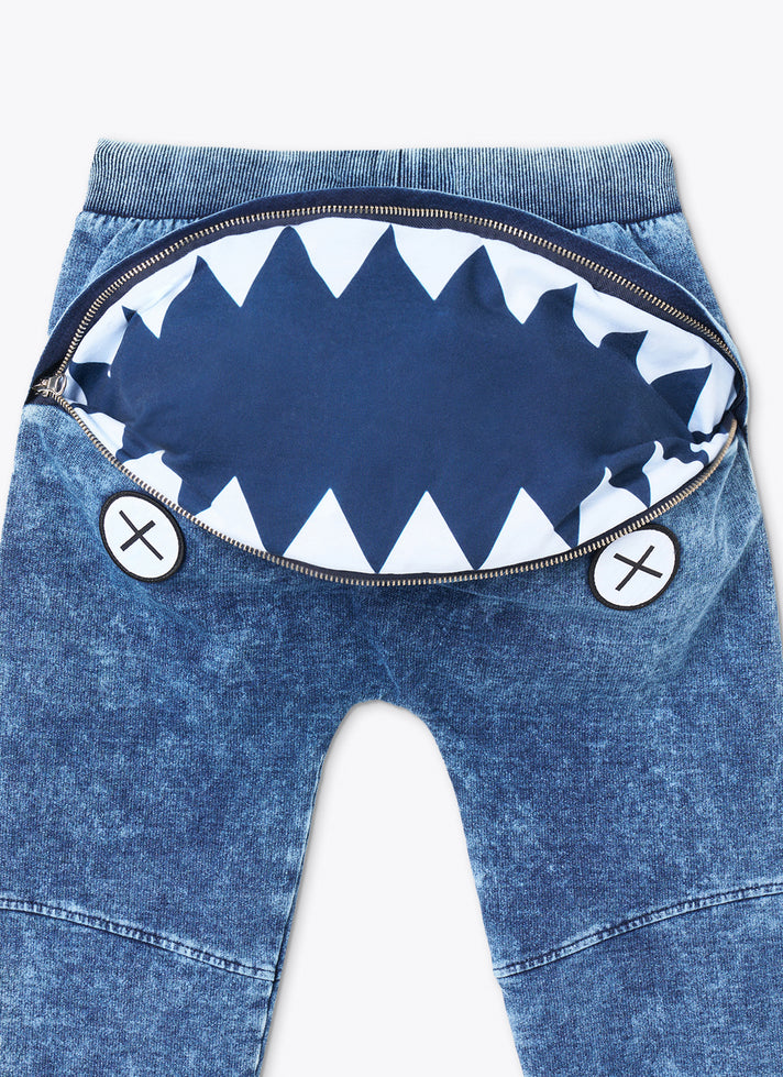 BLUE DENIM JOGGERS WITH BACK POCKET