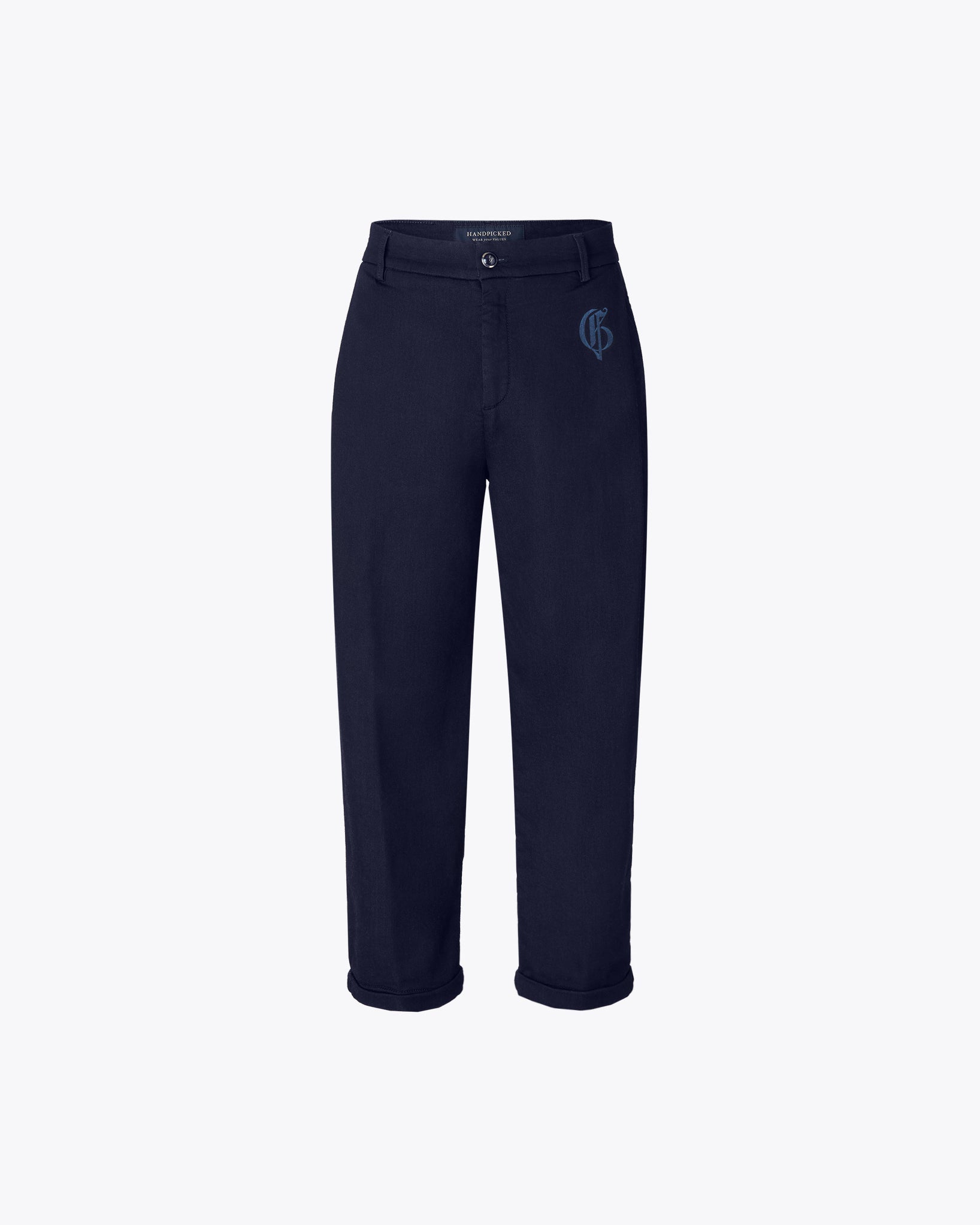 宽松设计的蓝色裤子