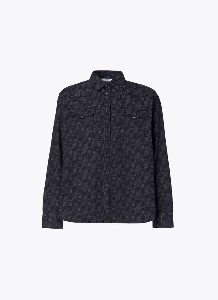 MELANGE BLACK DENIM SHIRT - G|Forever