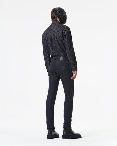 MELANGE BLACK DENIM SHIRT