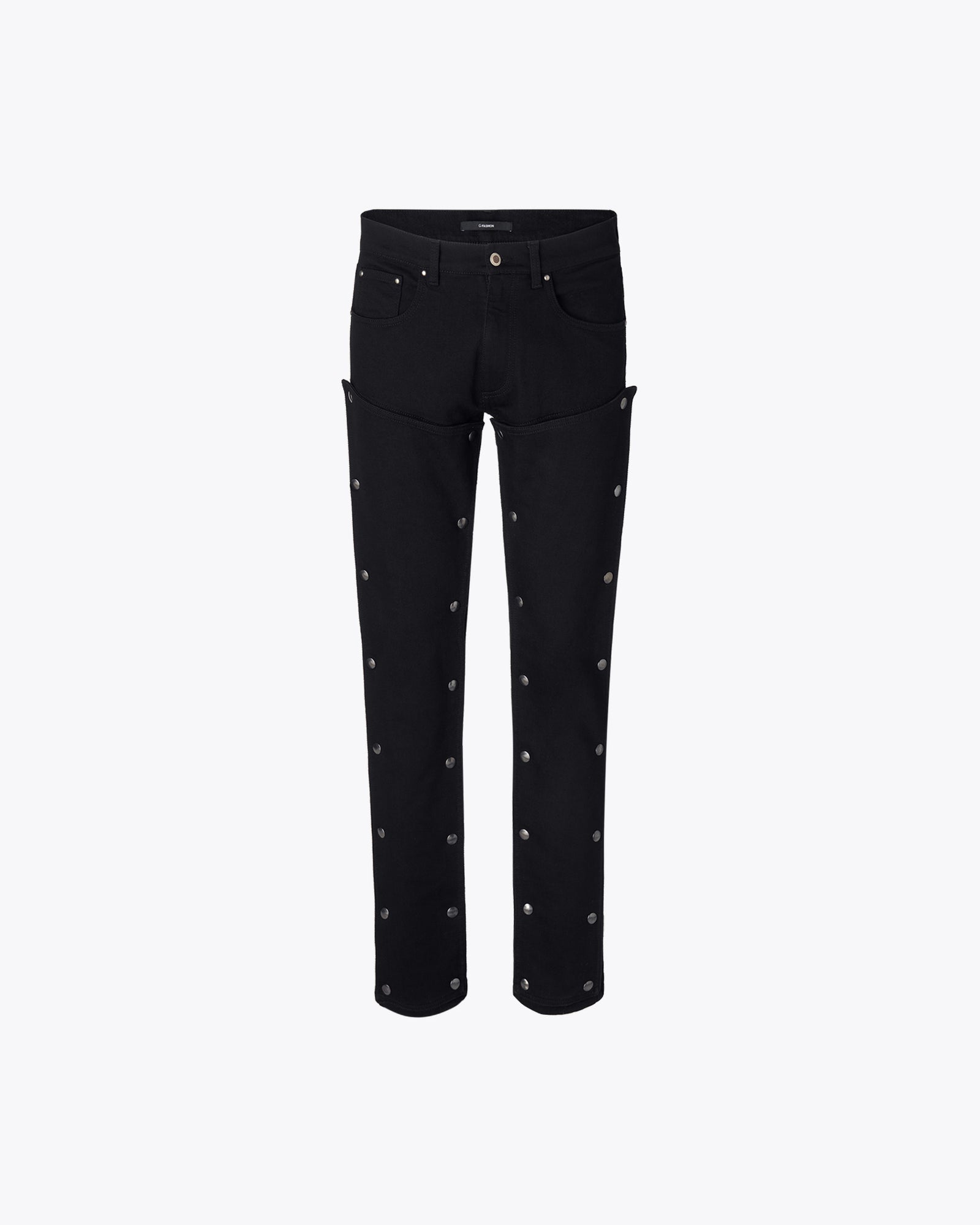 带铆钉黑色牛仔裤