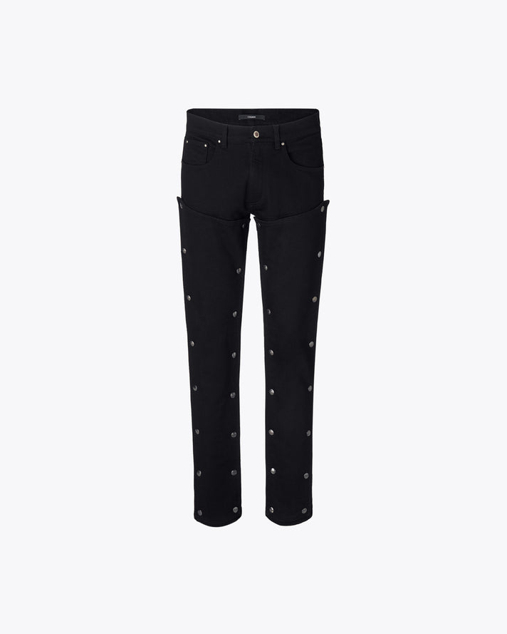 带铆钉黑色牛仔裤