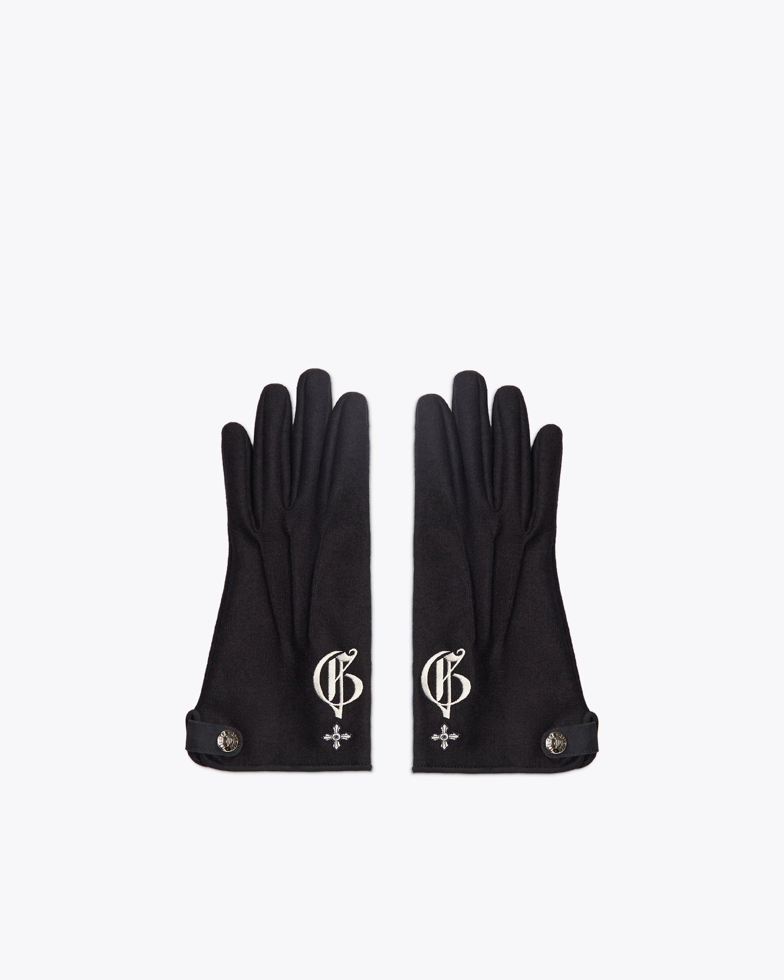 蓝色带品牌标志的羊绒手套