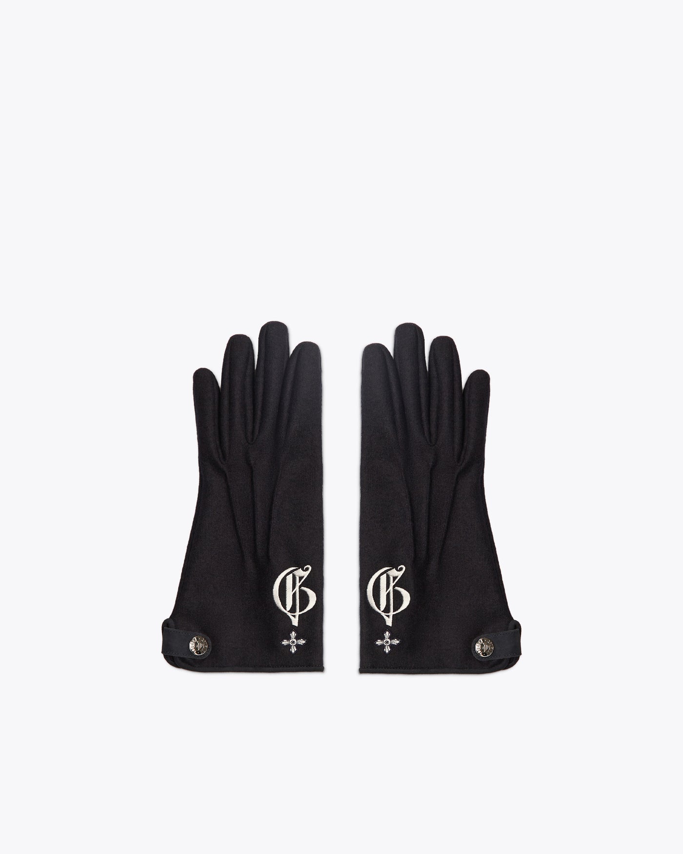 BLUE CASHMERE GLOVES WITH LOGO