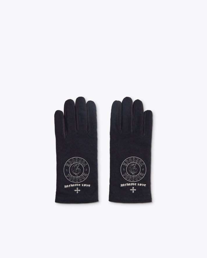 蓝色带标志的羊绒手套