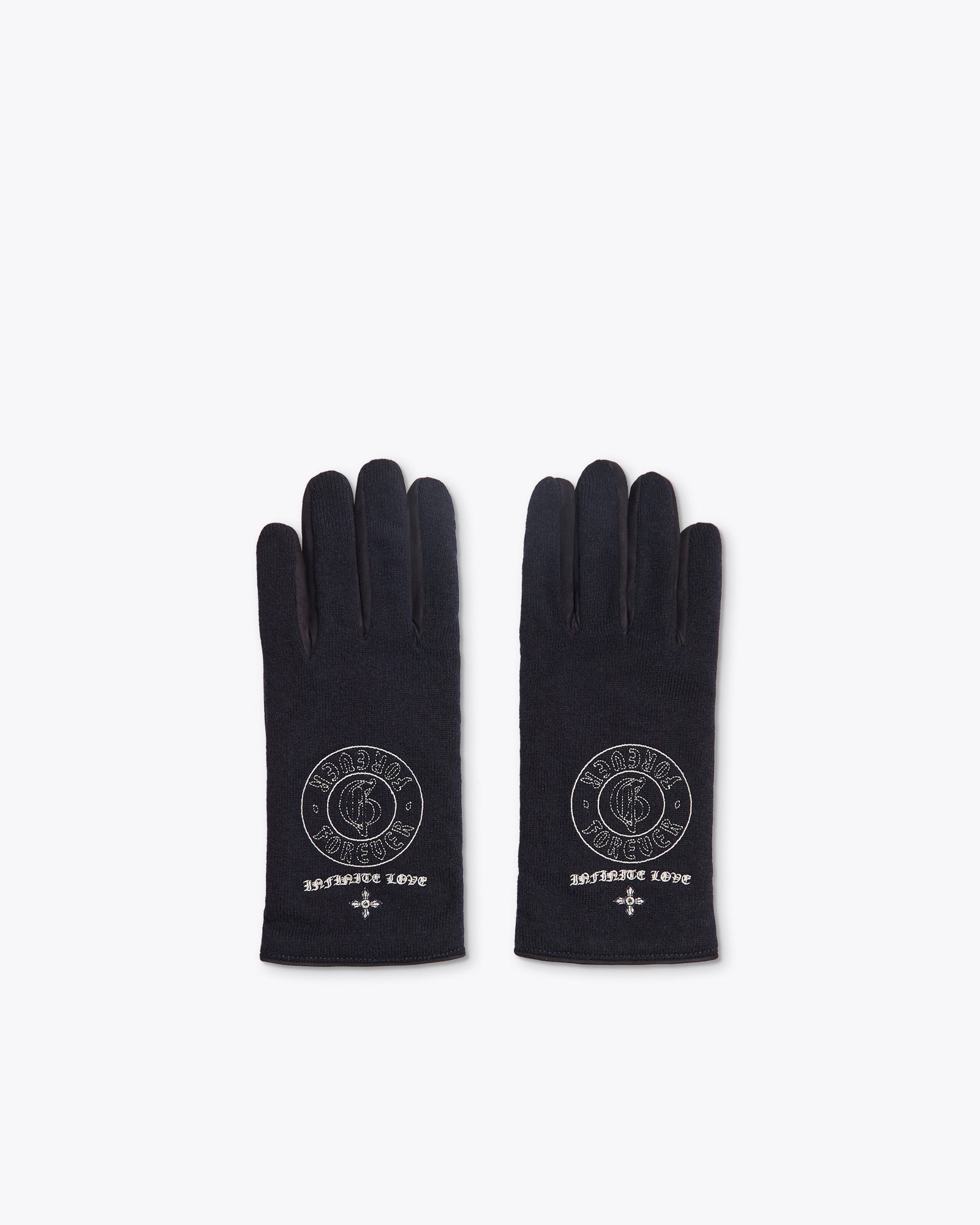 BLUE CASHMERE GLOVES WITH LOGO