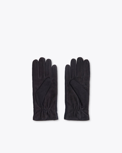 BLUE CASHMERE GLOVES WITH LOGO