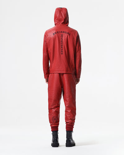 RED OSTRICH HOODED JACKET