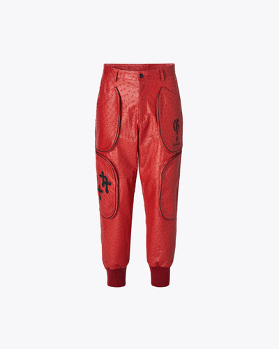 RED OSTRICH JOGGER PANTS