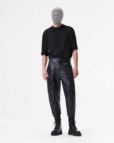 BLACK LEATHER CARGO PANTS