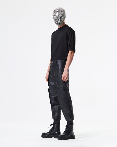 BLACK LEATHER CARGO PANTS