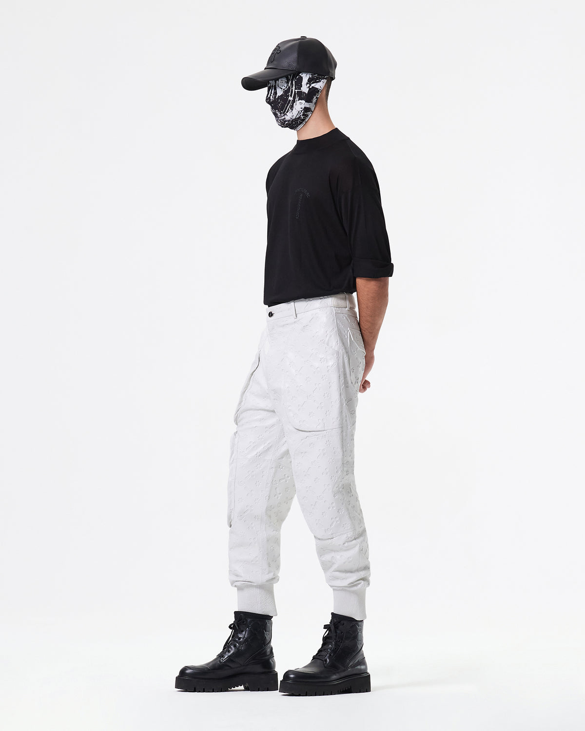 WHITE LEATHER CARGO PANTS - G|Forever