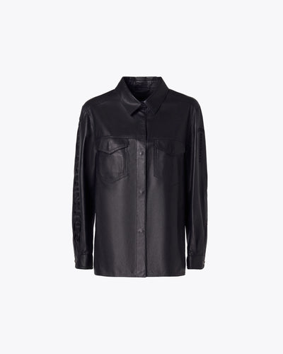 BLUISH BLACK LAMB NAPPA LEATHER SHIRT