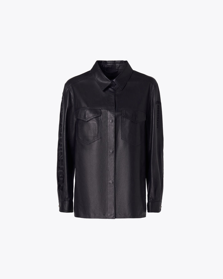 BLUISH BLACK LAMB NAPPA LEATHER SHIRT