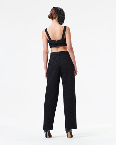 BLACK PATTERN DENIM PANTS