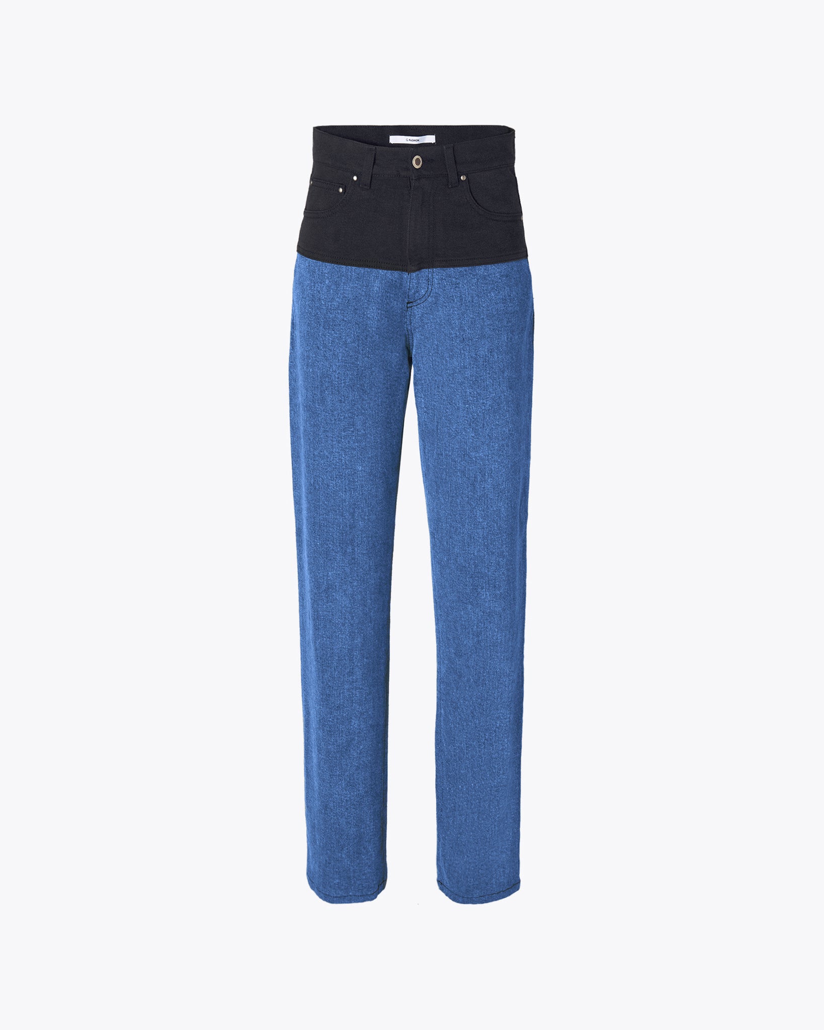 TWO-TONED WASH DENIM PANTS