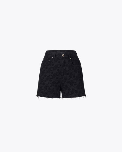 BLACK PATTERN DENIM SHORTS