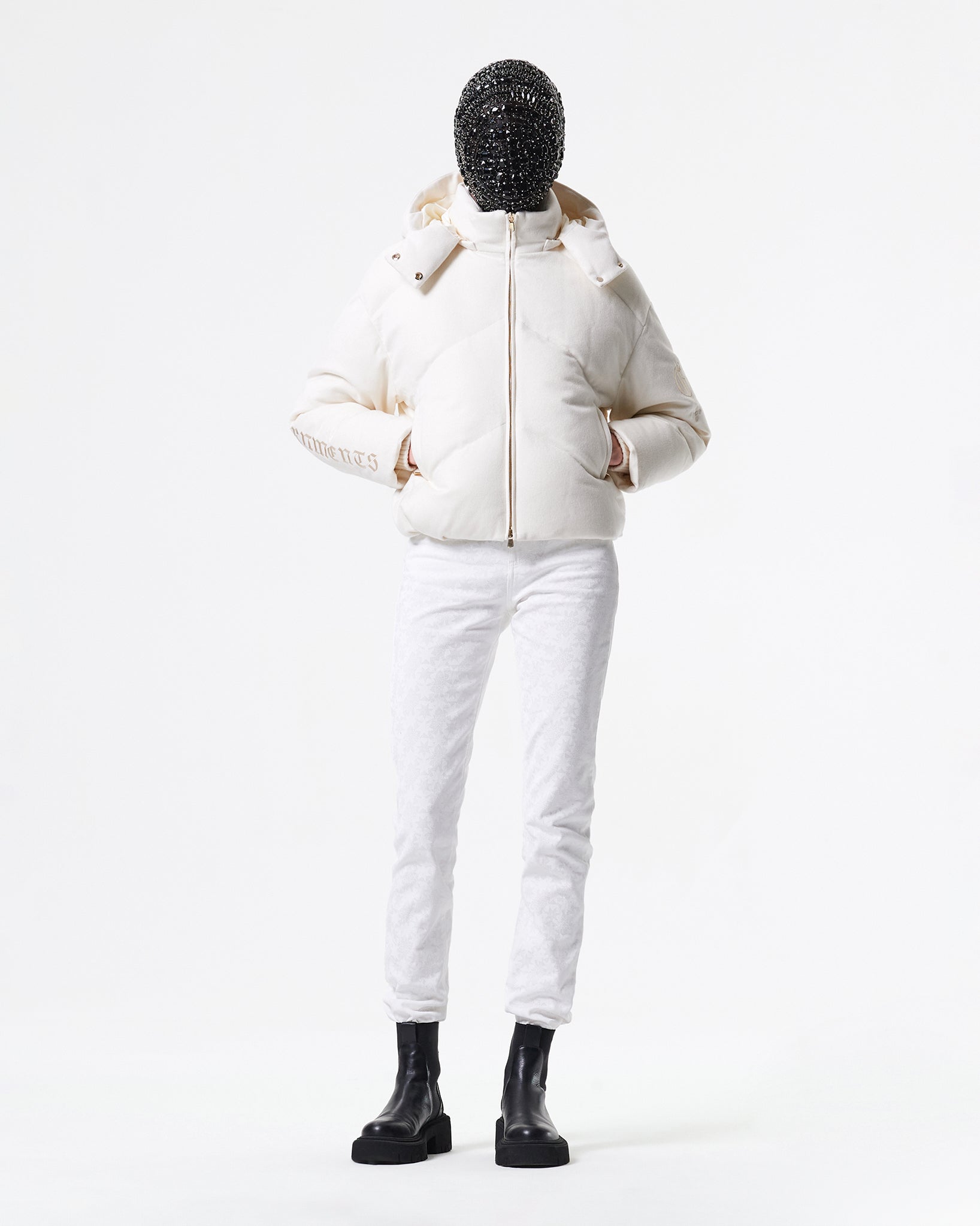 WHITE CASHMERE PADDED PARKA