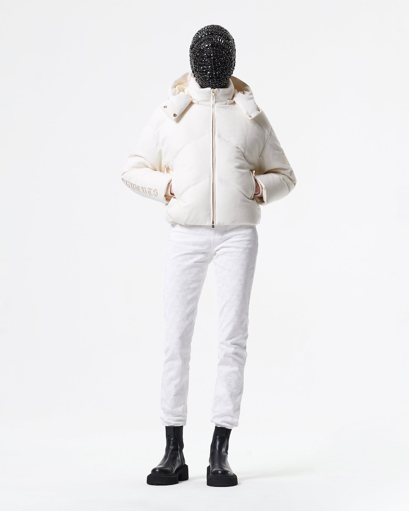 WHITE CASHMERE PADDED PARKA