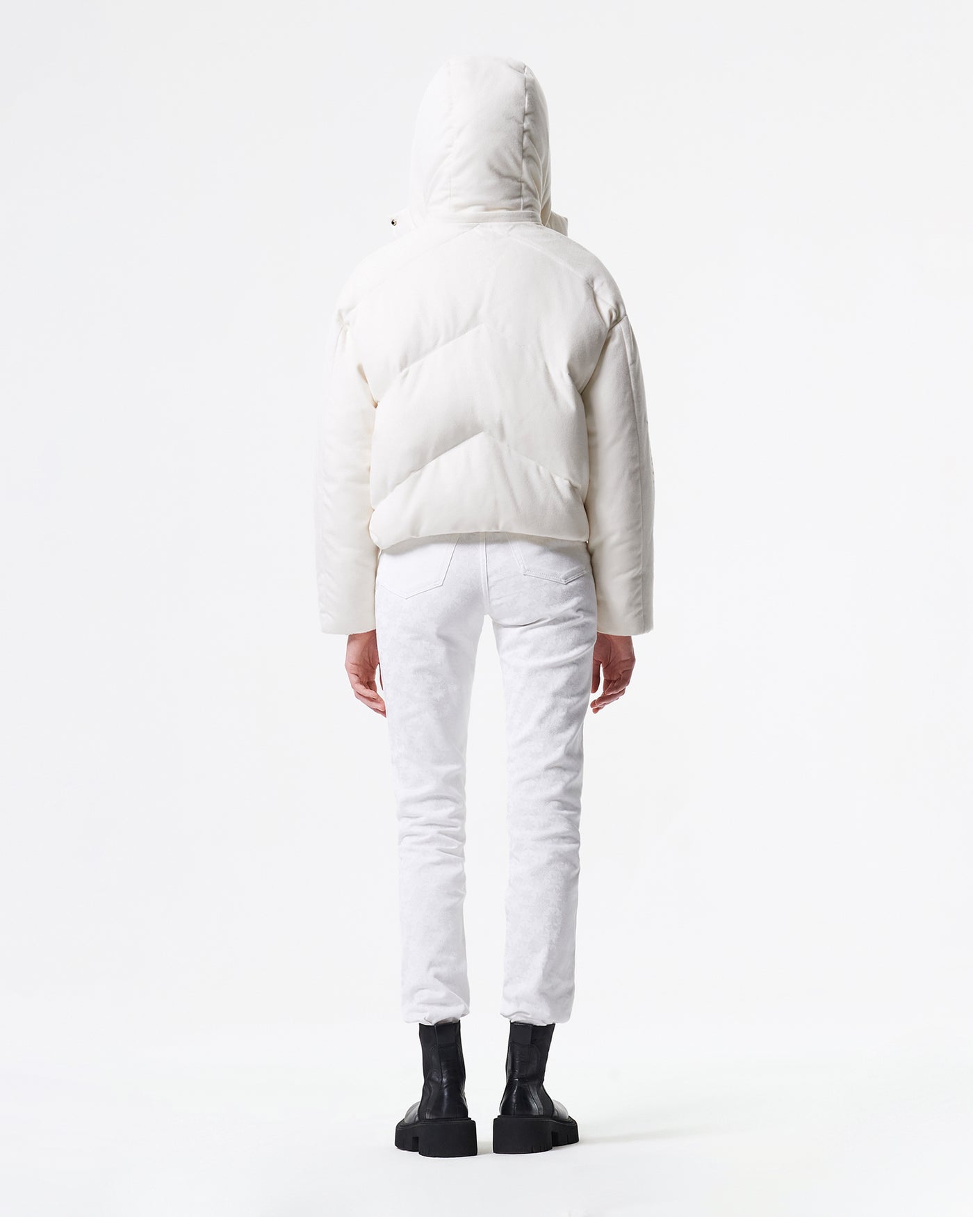 WHITE CASHMERE PADDED PARKA